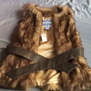 Brown faux fur vest